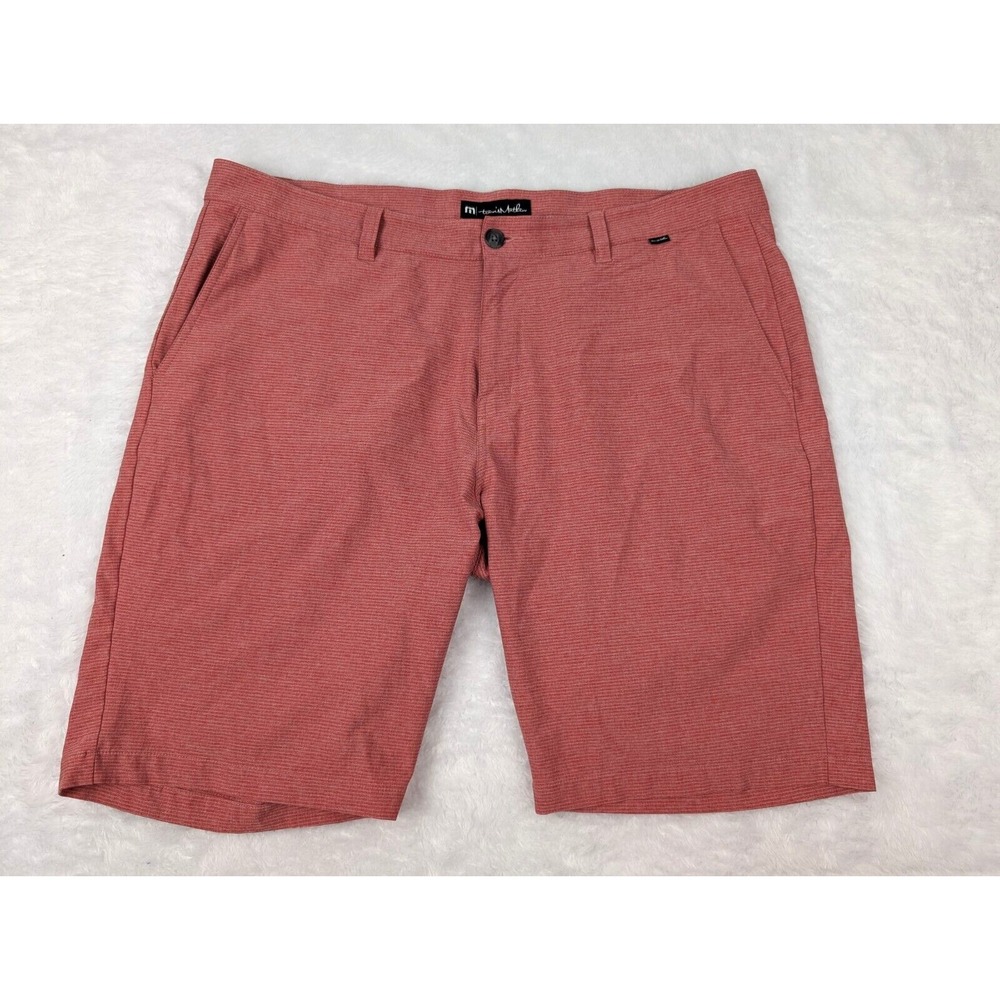 Travis Mathew Shorts Men's 40 (42) Red Pink Stretch Performance Golf Poly Blend